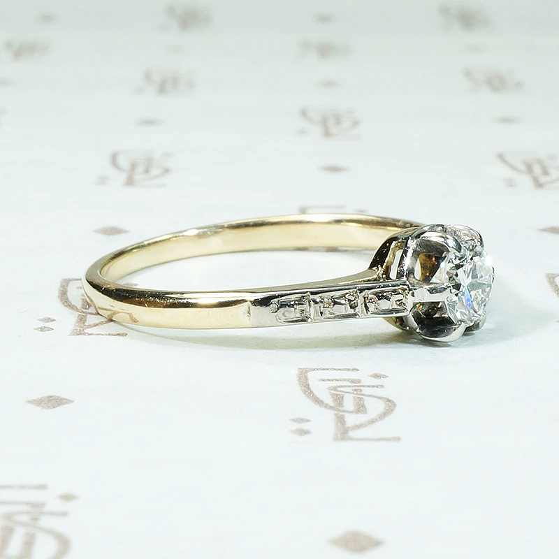 Pretty Low Profile Diamond Solitaire Engagement Ring
