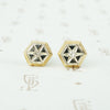 2 tone gold star set diamond stud earrings vintage 1940s
