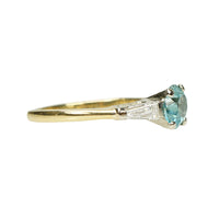 Blue Zircon and Diamond Engagement Ring