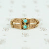 rose gold turquoise ring vintage with 2 turquoise rounds and engraved panels