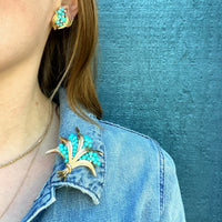 Glamour & Whimsy Trifari Brooch & Earring Set