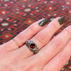 Green Man Ring in Recycled Silver & Garnet