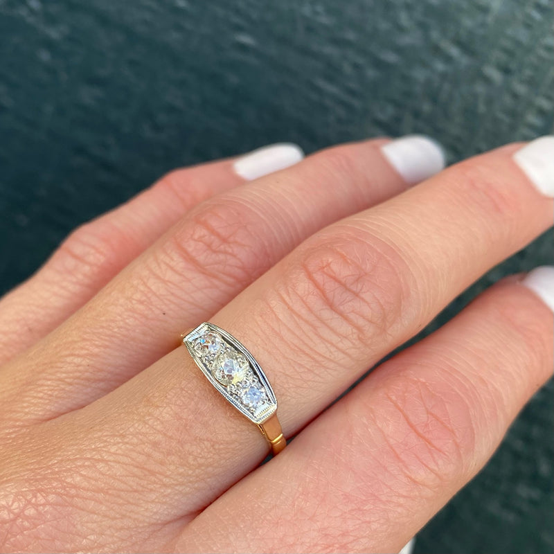 Elegant Edwardian Band with Quirky Old Mine Diamonds