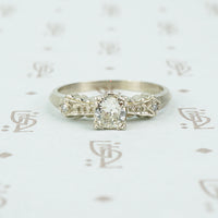 1940's white gold bow tie diamond engagement ring side view