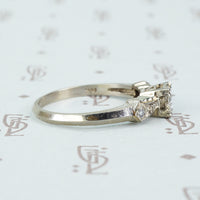 1940's white gold bow tie diamond engagement ring side view