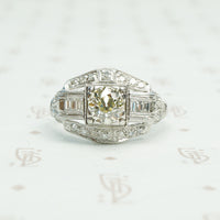 platinum oec and baguette oval 1930's platinum engagement ring