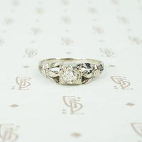 .39 point chunky old mine cut diamond white gold engagement ring