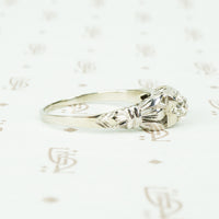 Unique White Gold Mine Cut Diamond Engagement Ring
