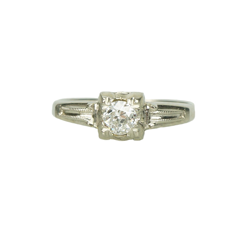 Pretty Vintage 1930's Diamond Ring - Gem Set Love