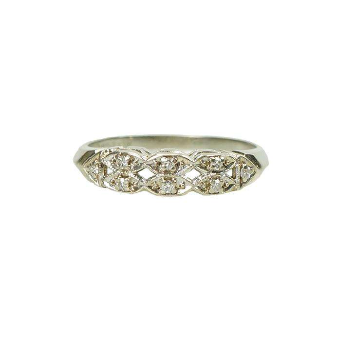 Vintage Double Row Diamond Band White Gold
