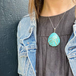 Exquisite Turquoise & Silver Inlaid Shell Necklace