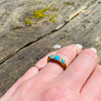 Hallmarked Turquoise and Old Mine Diamond Band