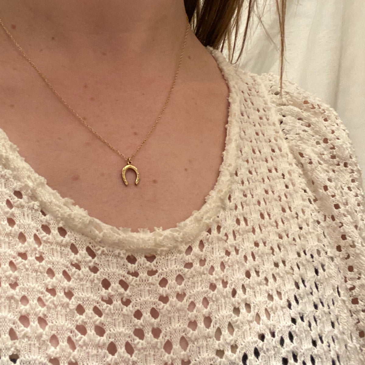 Tiny Lucky Horseshoe Gold Charm Pendant