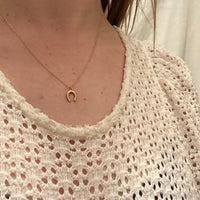 Tiny Lucky Horseshoe Gold Charm Pendant
