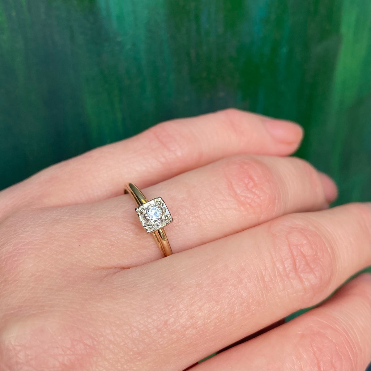1940's 2-tone Gold Engagement Ring