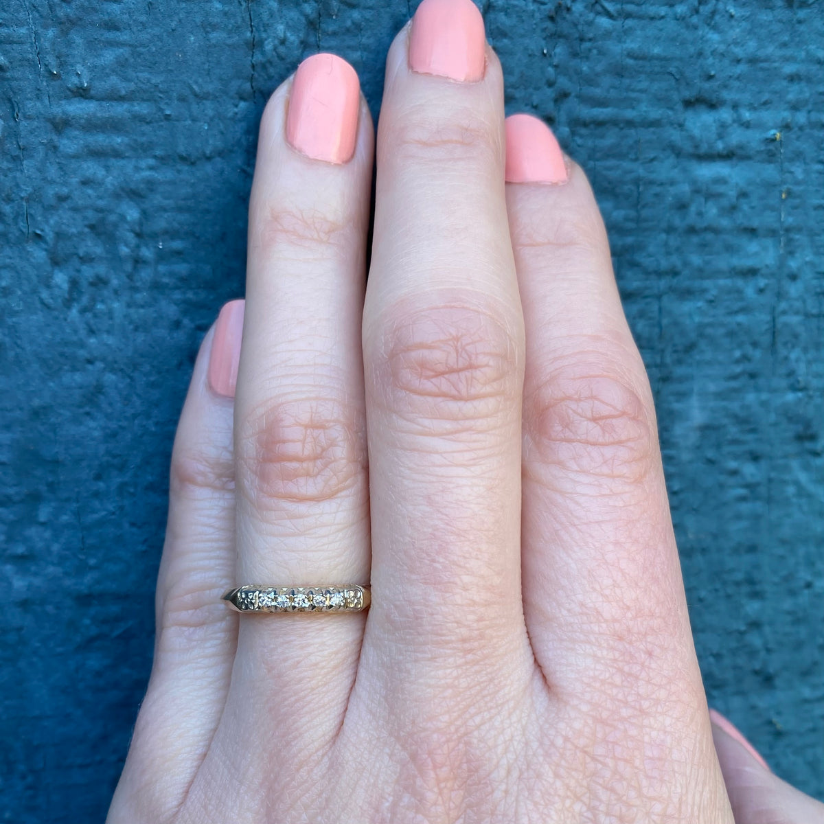 Sweet & Subtle Diamond Band with Forget Me Nots