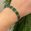 Sterling Silver and Green Chrysoprase Deco Bracelet