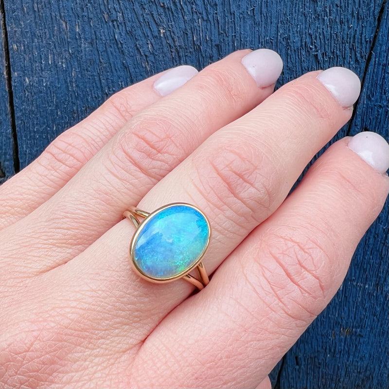 Hypnotic Opal in Gold Edwardian Ring