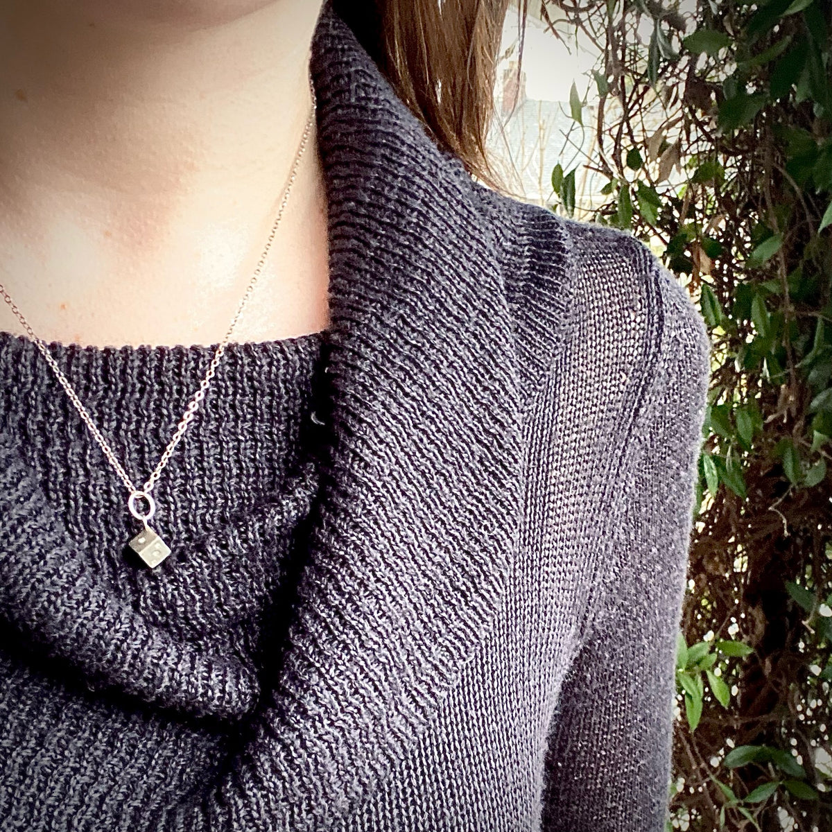 Tiny Six-Sided Die Pendant in Recycled Silver