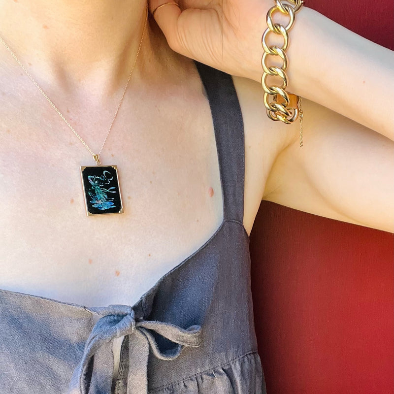 Fairytale Onyx with Opal Inlay Gold Pendant