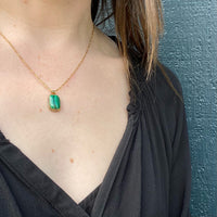 Gorgeous Malachite in Rich Silver Gilt Pendant
