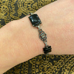 Deco Onyx and Marcasite Sterling Bracelet