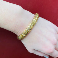 Edwardian Bangle with Lush Feathered Scrollwork