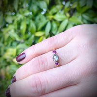 Rose Cut Diamond and Rubies Gold Ring
