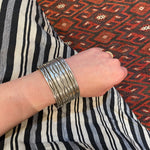 Substantial Silver Cuff Bracelet with Rocker Designs
