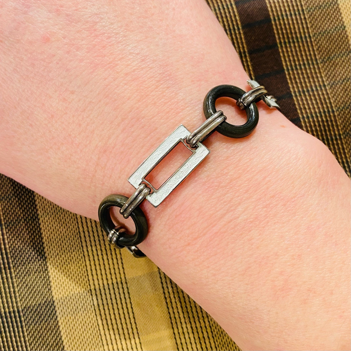 Enamel and Celluloid Art Deco Bracelet