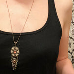 Antique Pink Tourmaline and Pearl Necklace