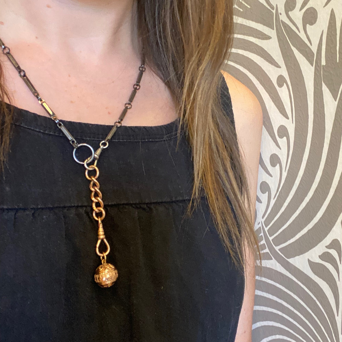 Textured Link Rose Gold Filled Charm Holder