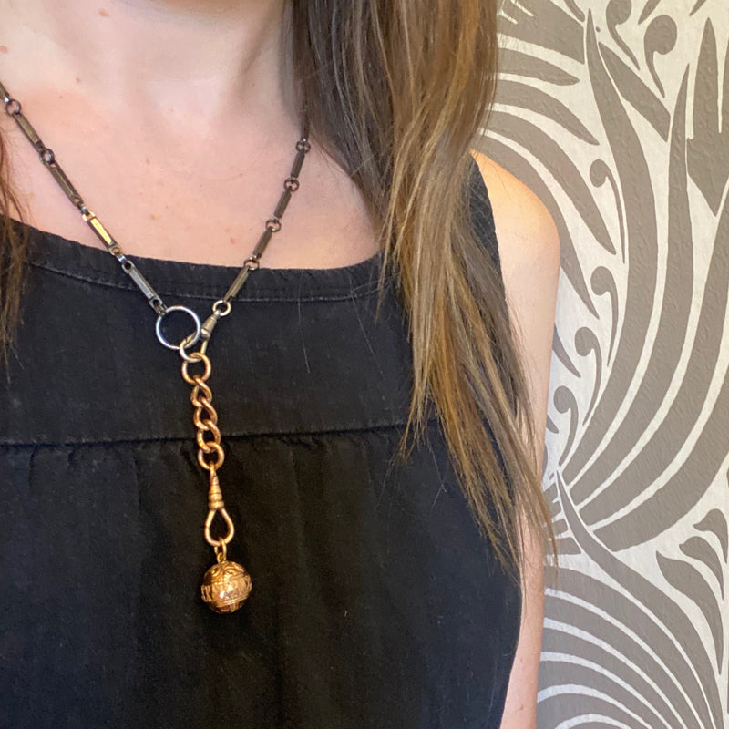 Textured Link Rose Gold Filled Charm Holder