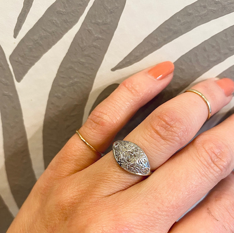 Art Deco Eye Ring with Marquis Cut Diamond