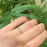 Floral Art Deco Wedding Band in White Gold