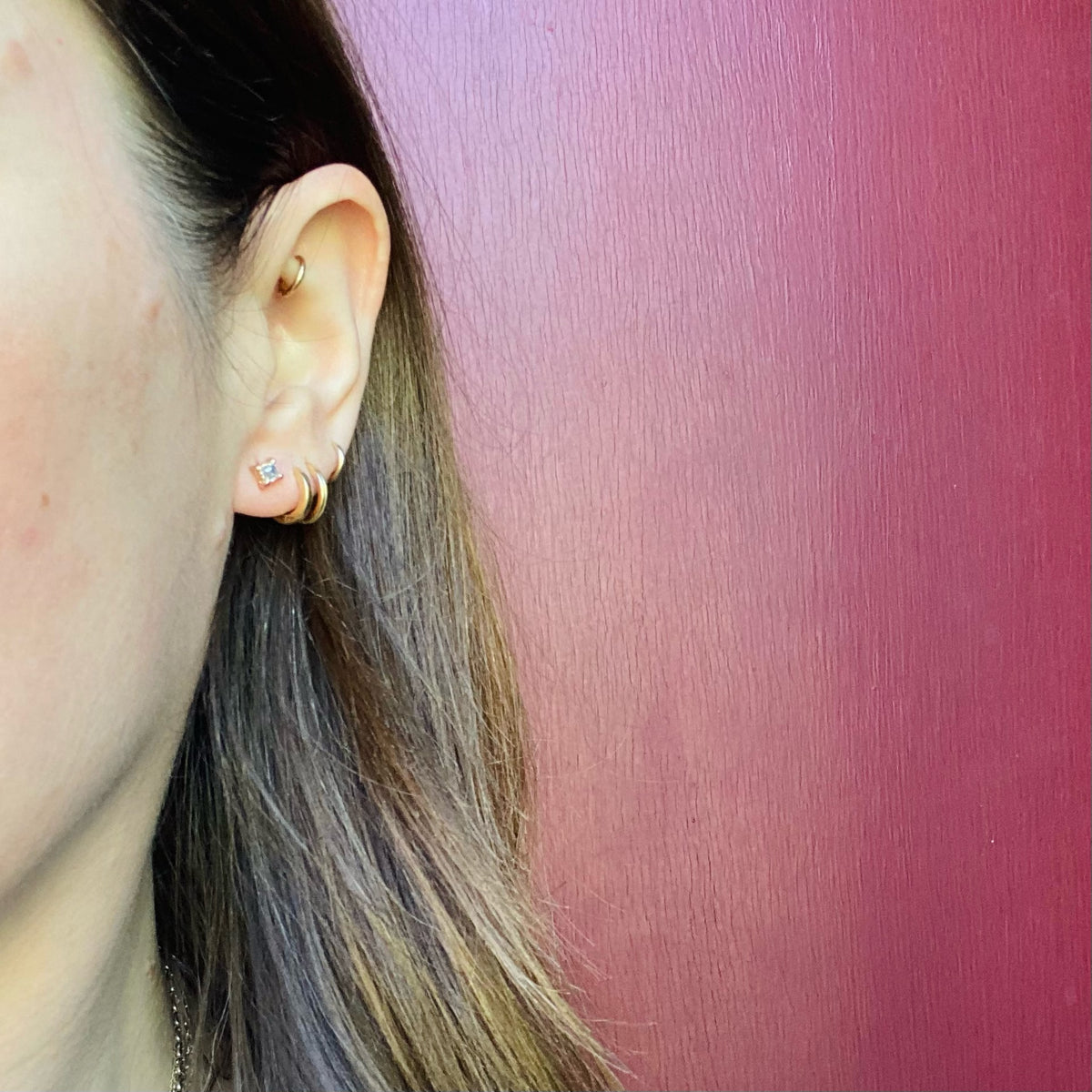 Striking 0.30tcw Carre Diamond Stud Earrings in Rose Gold
