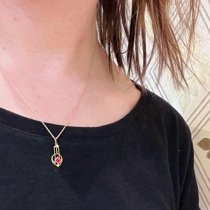 Arts & Crafts Ruby Conversion Pendant