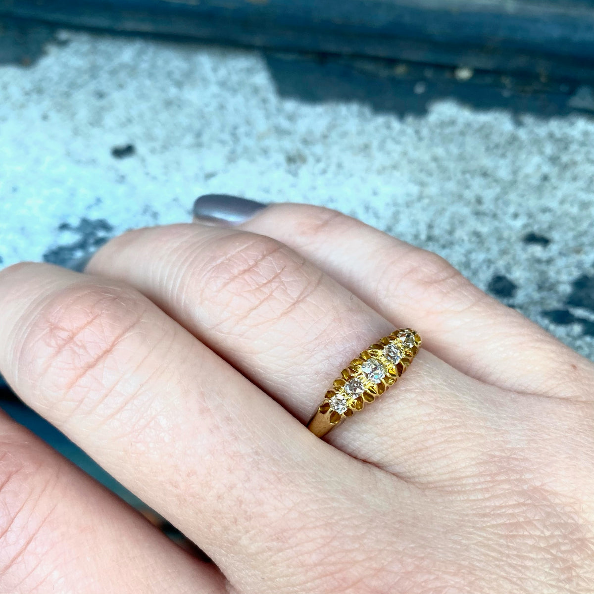 Beautiful Bloom An 18k Antique English OMC Diamond Band