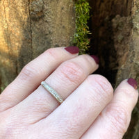 Two Tone Diamond Band with Forget Me Nots
