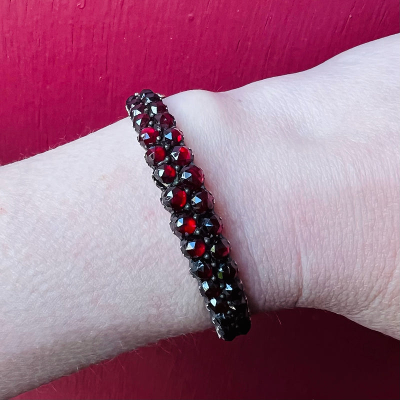 Glittering Graduated Bohemian Garnet Bracelet