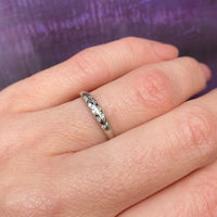 Double Row Diamond Vintage White Gold Band