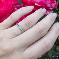 Bright 14k White Gold Forget Me Not Wedding Band