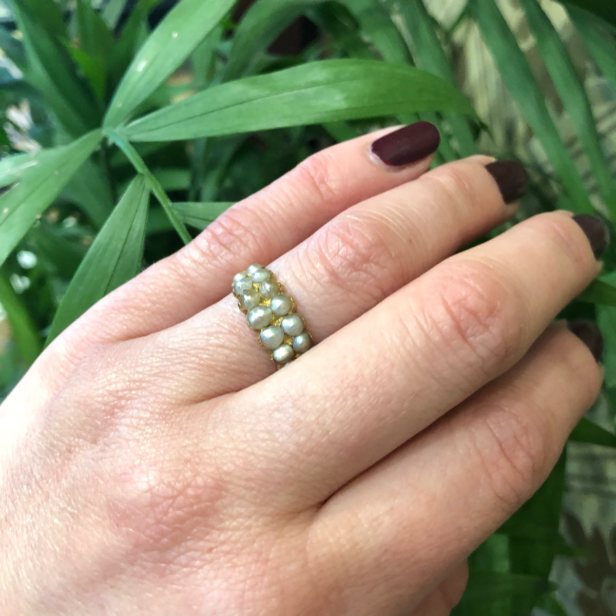 Dreamy Georgian Natural Pearl Gold Band