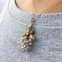 Antique Grape Pendant Pink Pearls Diamond and Gold