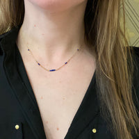 Enamel Bead, Lapis & Pearl Necklace by brunet