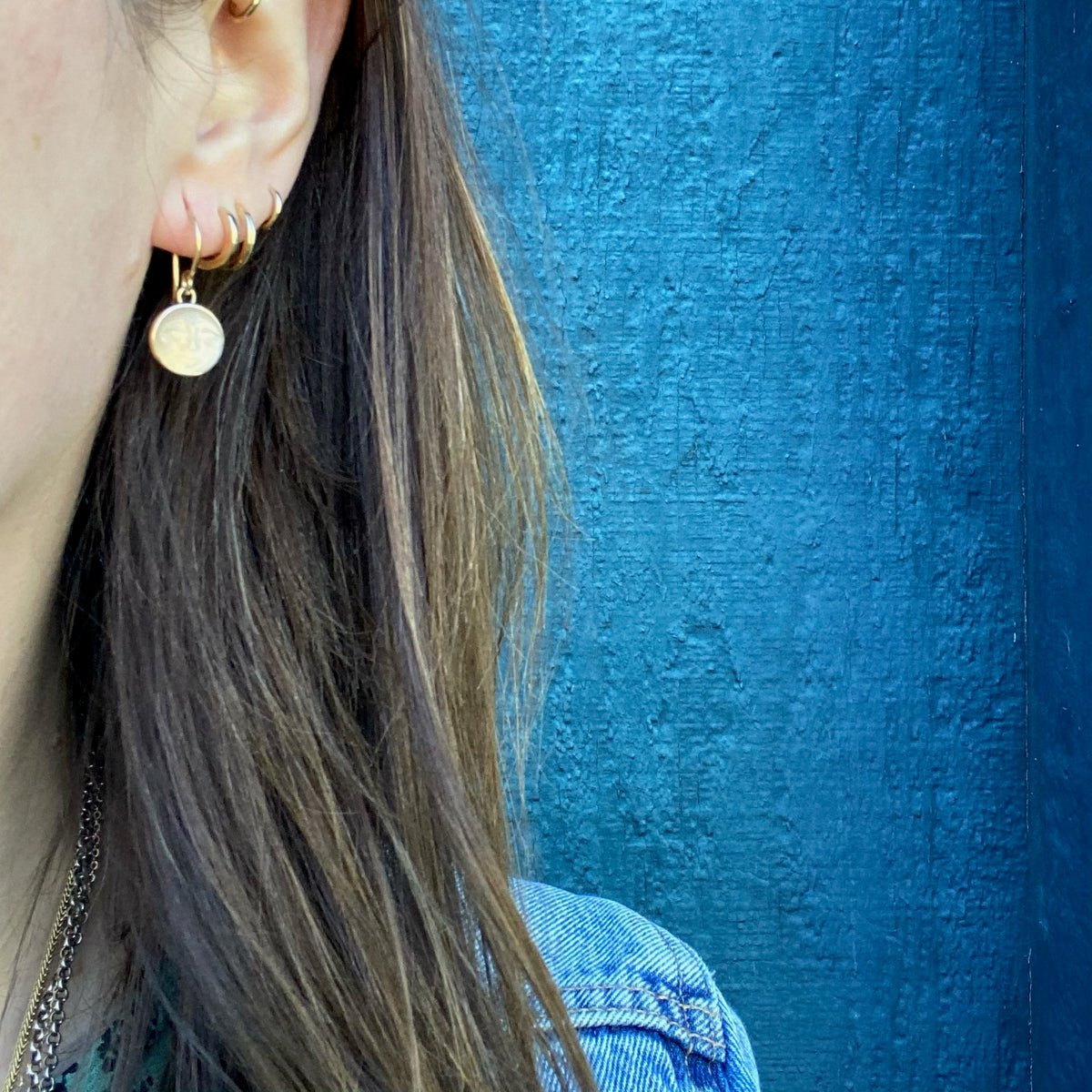 Serene Man in the Moon Carved Moonstone Earrings by 720