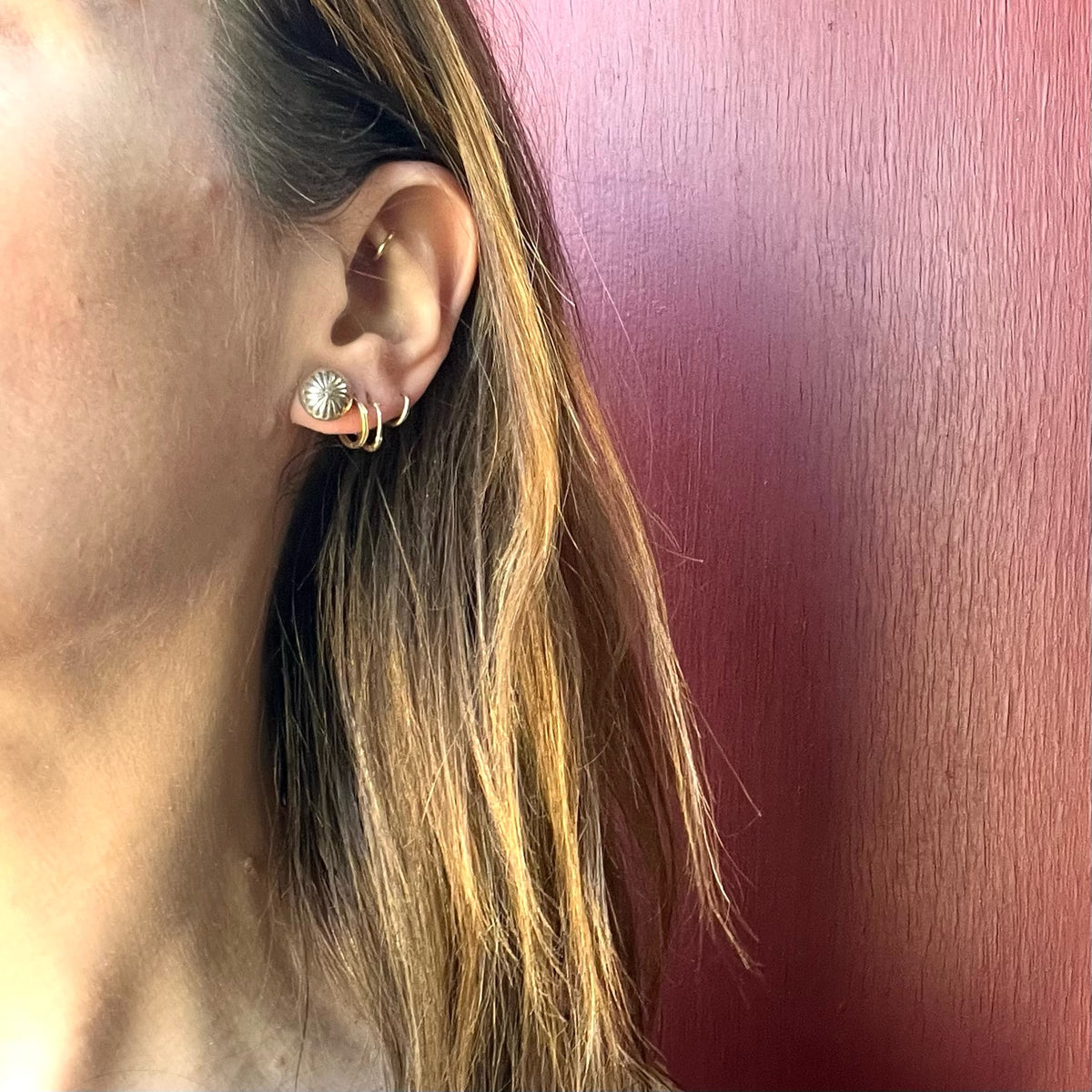 Sterling Silver Dome Studs with Rocker Designs