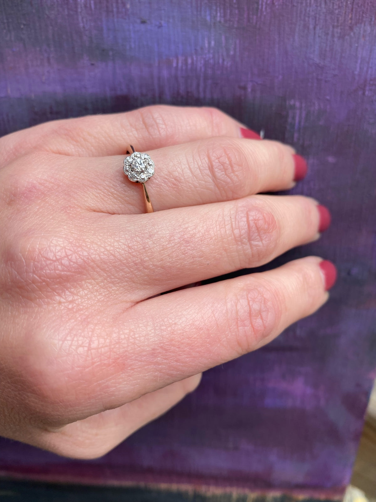 Dainty Diamond Flower 18ct & Platinum Ring