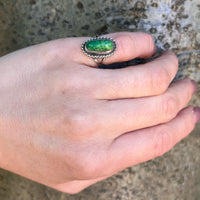 Leafy Green Turquoise & Sterling Ring in Small Size