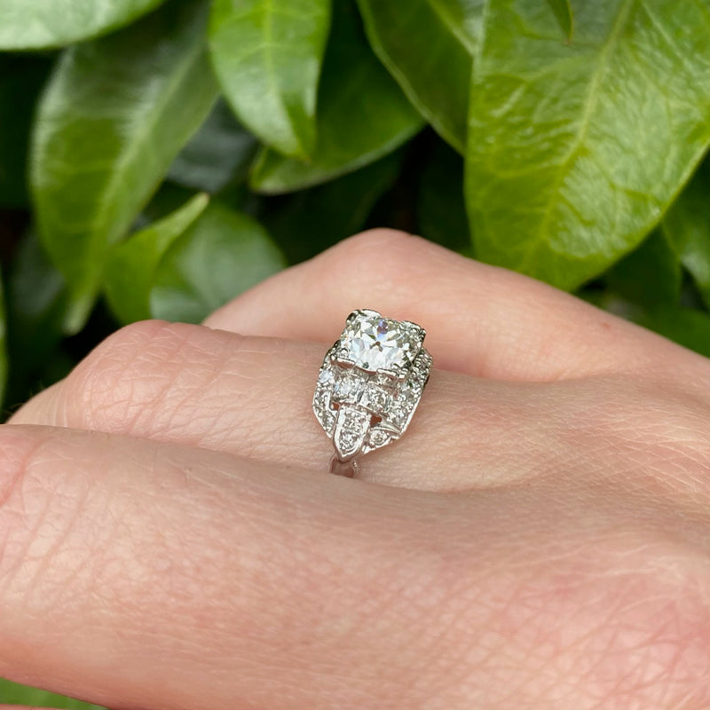Brilliant 1.02ct Diamond Deco Engagement Ring